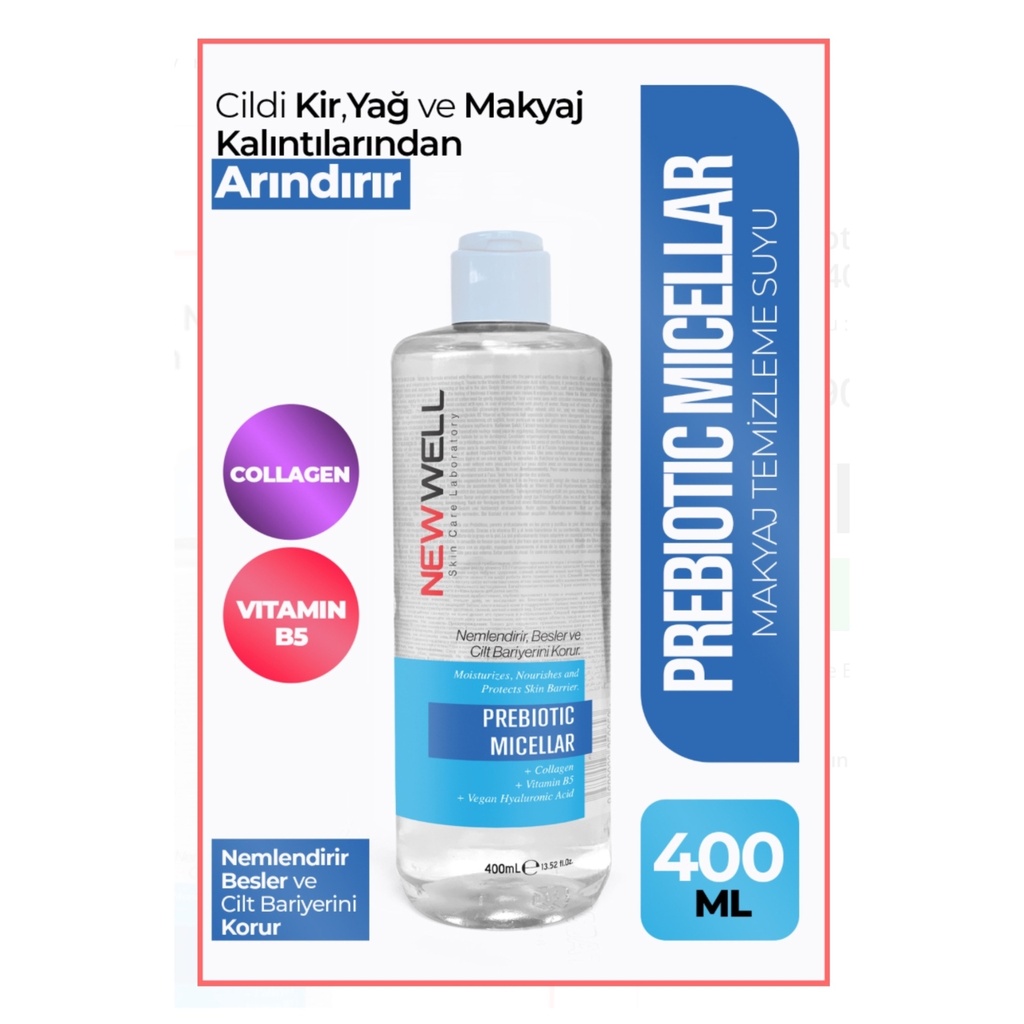 NEWELL/ Prebiotic Micealer 400ml: نيو ويل ماء ميسيلار بربايوتك لازالة المكياج