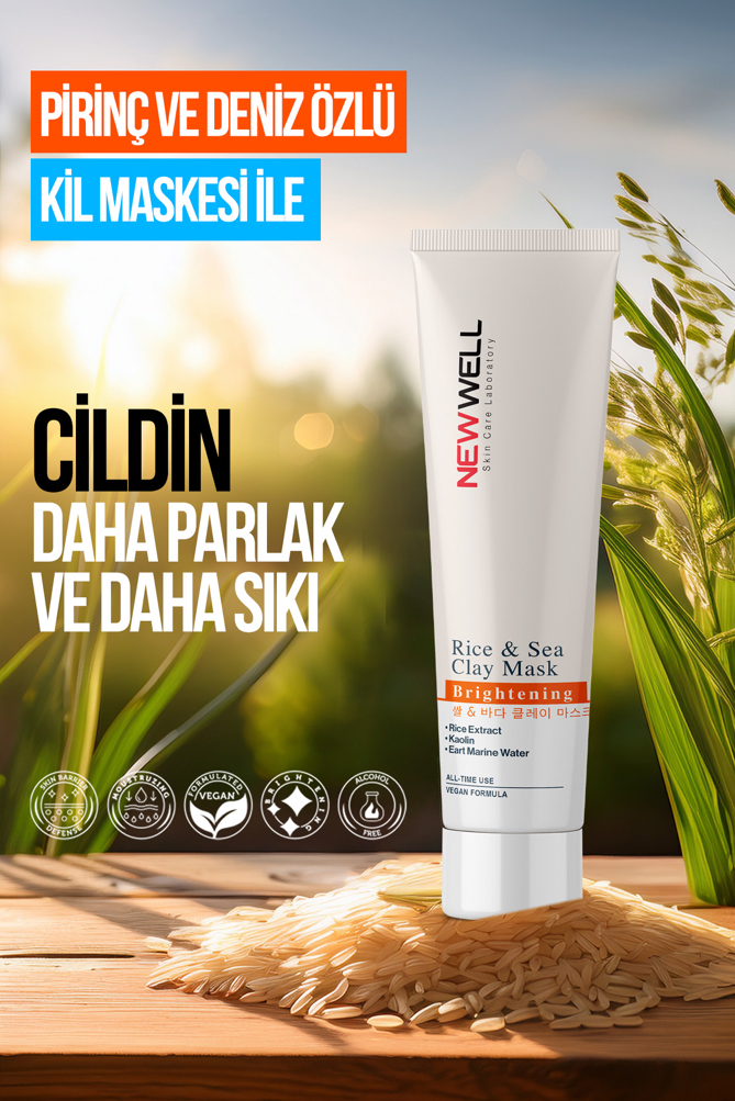 NEWELL/ Rice & Sea Clay Mask 100ml: نيو ويل ماسك الطين البحري والارز