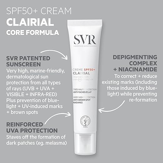 SVR/ Clairial Cream SPF 50+ 40ml: واقي الشمس المفتح