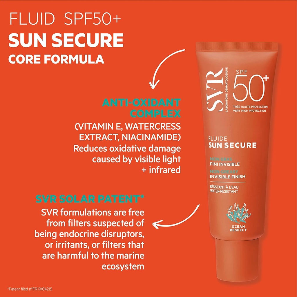 SVR/ Sun Secure Fluid 50ml:اس في ار واقي شمس المائي للبشرة الدهية