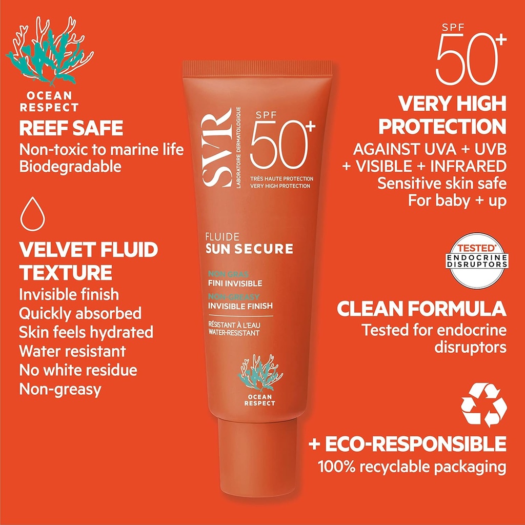 SVR/ Sun Secure Fluid 50ml:اس في ار واقي شمس المائي للبشرة الدهية