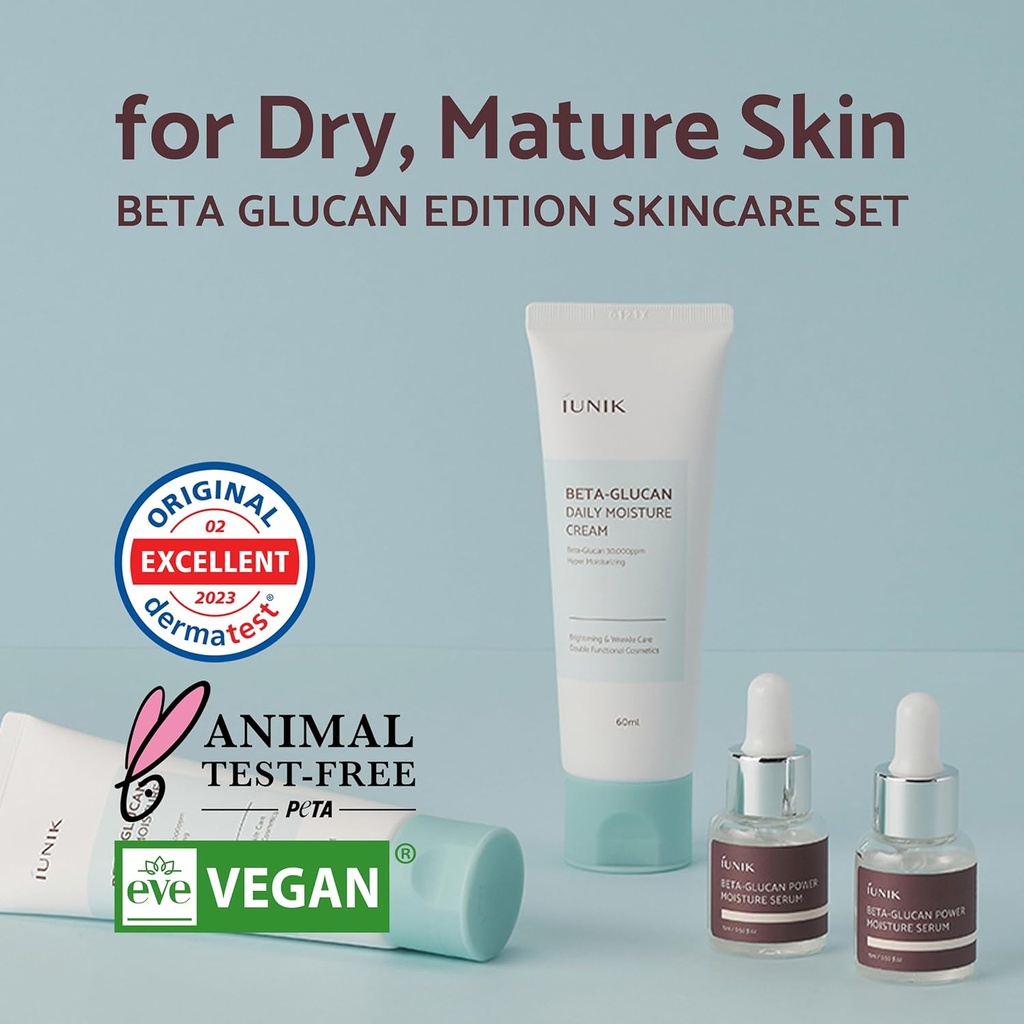 iUNIK Beta-Glucan Edition Skincare Set: مجموعة العناية بالبشرة كريم و سيروم من آي يونيك