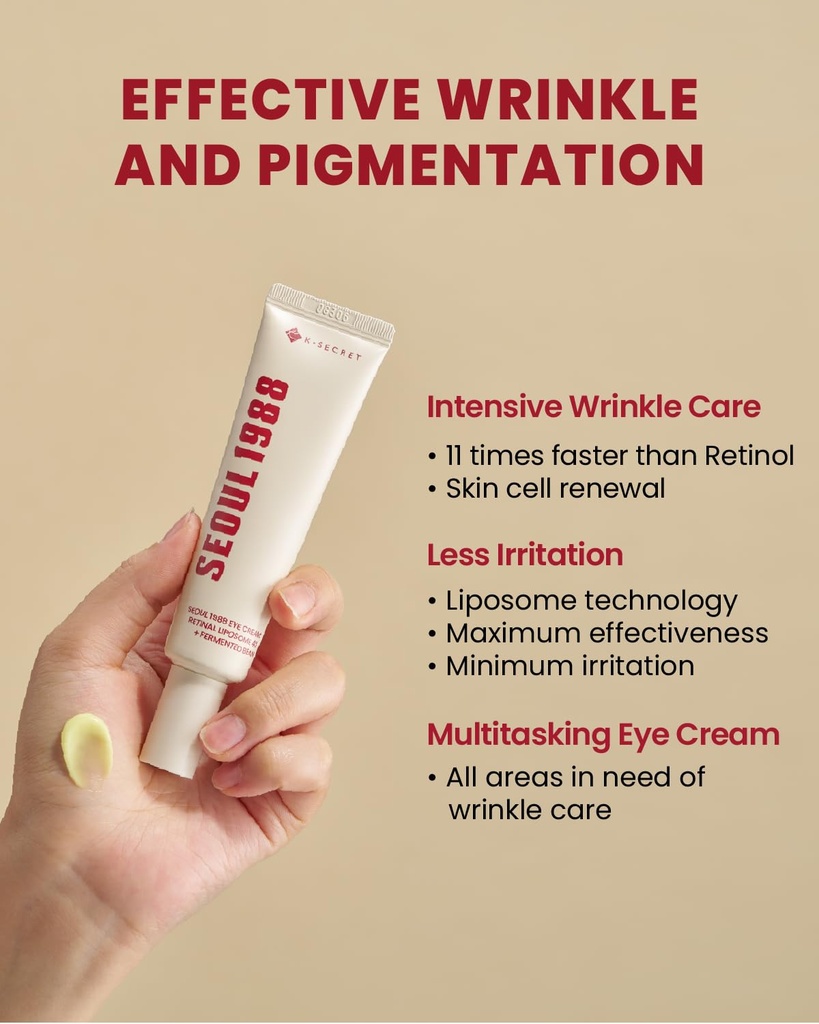 K-SECRET/ Seoul 1988 Eye Cream Retinal Liposome 4% 30ml: كي سيكرت كريم ريتينال لايبوسوم لتجاعيد وتصبغات العيون