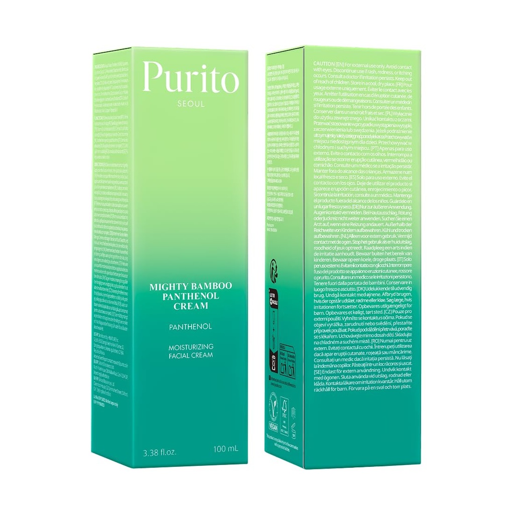 Purito SEOUL/ Bamboo Panthenol Moisturing Face Cream 100ml: بوريتو سول كريم مرطب بالبانثينول والنياسيناميد
