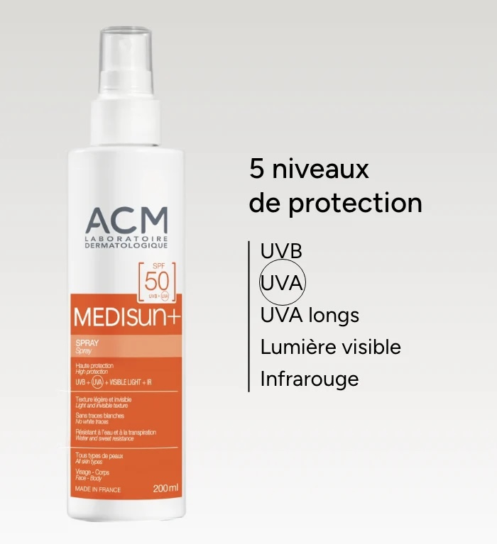 ACM/ Medisun+ Spray SPF50+ 200ml: اي سي ام ميديسان بخاخ واقي شمس