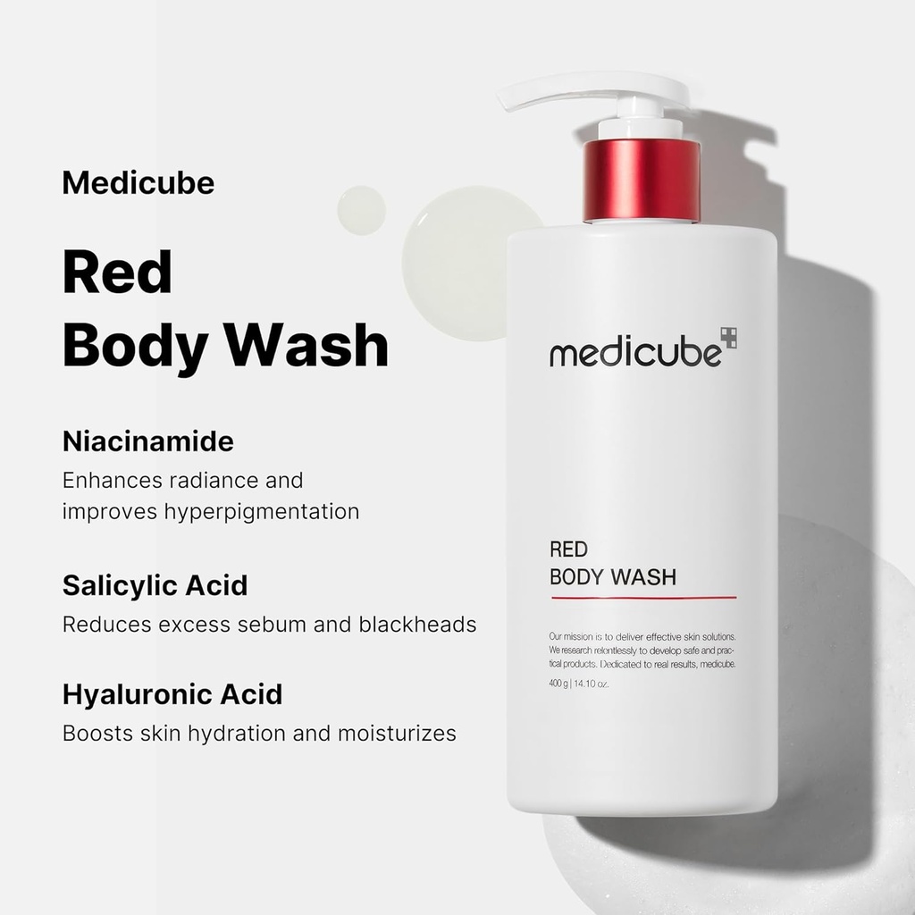 MediCube/ Red Acne Body Wash 400g: مديكيوب غسول للجسم لعلاج حب الشباب والحبوب الحمراء