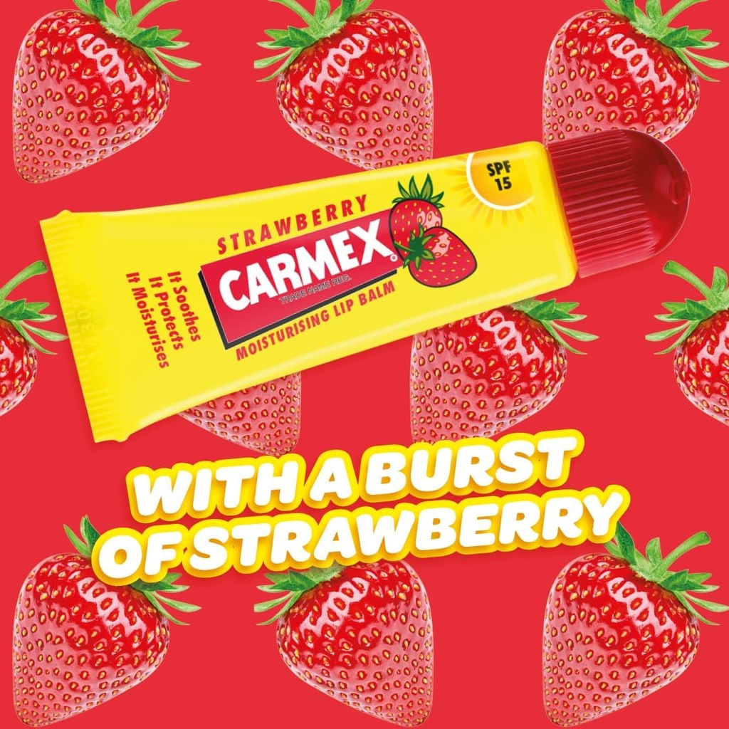 Carmex/ Strawberry Moisturizing Lip Balm 10g: كارمكس مرطب الشفاه بالفراولة