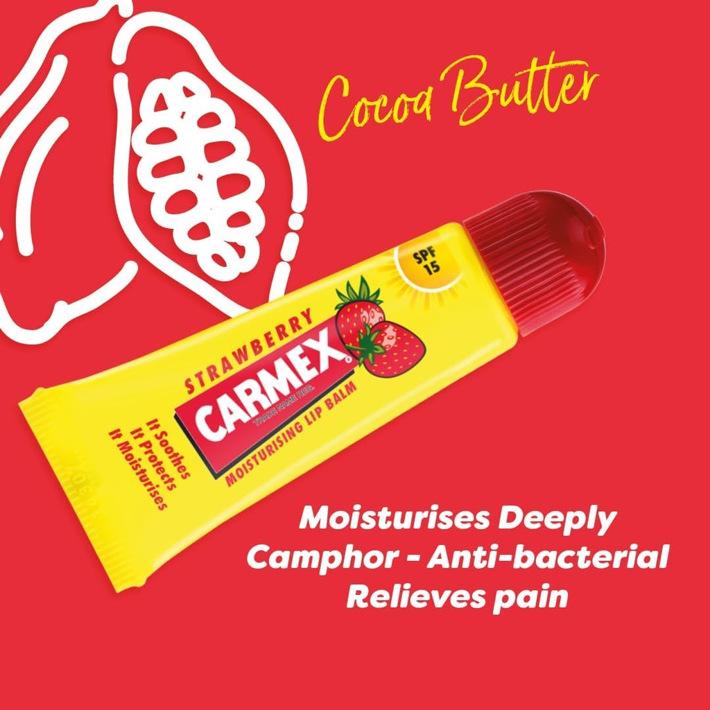 Carmex/ Strawberry Moisturizing Lip Balm 10g: كارمكس مرطب الشفاه بالفراولة