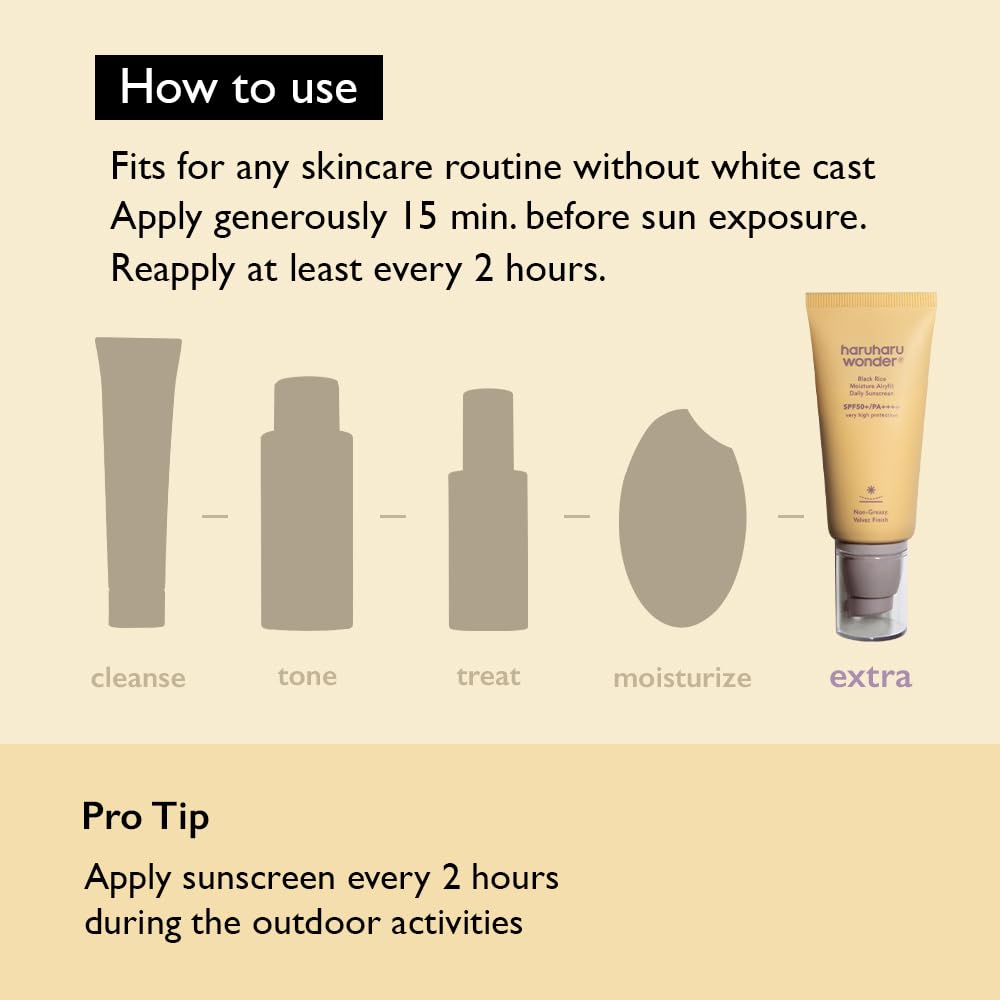 HaruHaru/ Wonder Black Rice Moisture Airyfit Daily Sunscreen SPF50+ 50ml : هاروهارو واقي شمس بخلاصة الارز الاسود