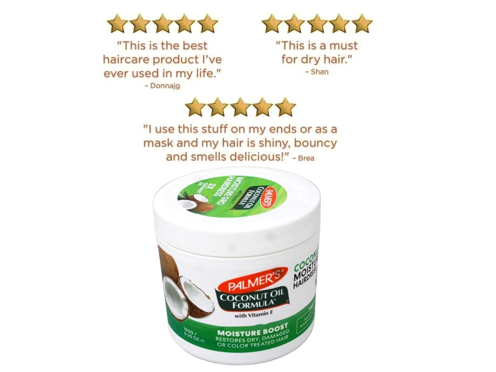 PALMERS/ Coconut Oil Moisture Gro Shining Hairdress 250g : بالمرز كريم جوز الهند لتصفيف الشعر