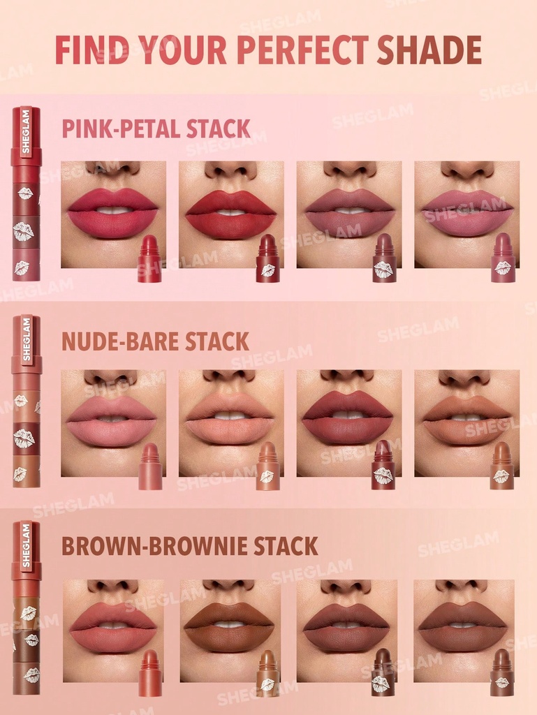 SHEGLAM/ 1pc Mega Lip Stacks-Pink-Petal Stack