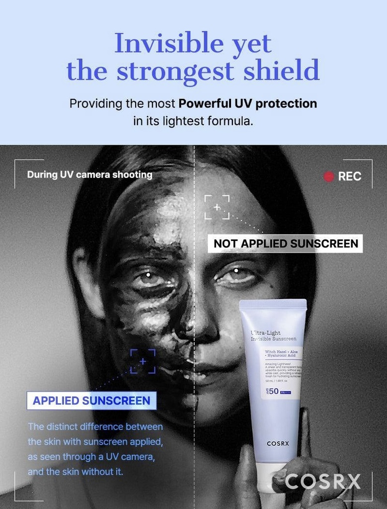 COSRX/ Ultra-Light Invisible Sunscreen SPF50 PA++++, 50ml : كوزركس واقي شمس خفيف وغير مرئي
