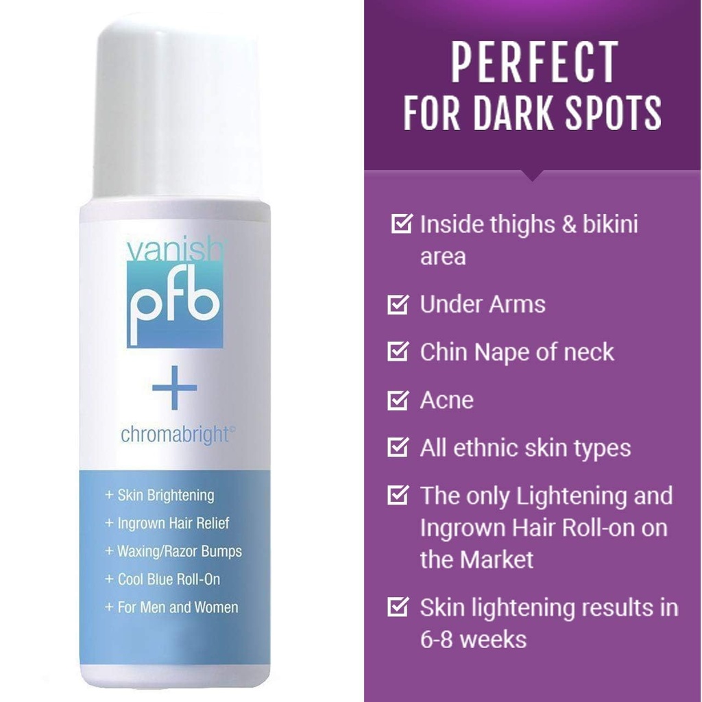 PFB Vanish Razor Bump Stopper Skin Care Treatment with Chromabright Dark Spot Remover Roll On Formula 93g :