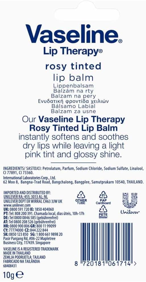 Vaseline/ Lip Therapy Rosy Tinted Lip Balm Tube 10g :