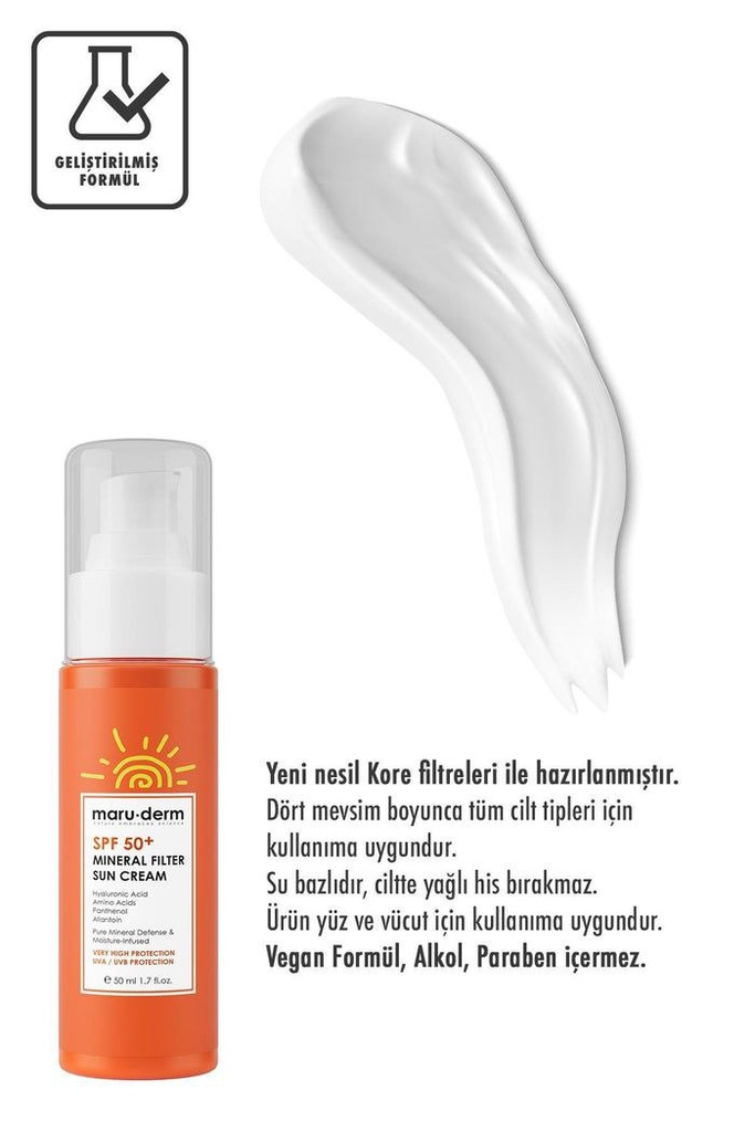 MaruDerm/ SPF 50+ Mineral Filter Sun Cream 50ml: واقي شمس منيرال من بالمرز