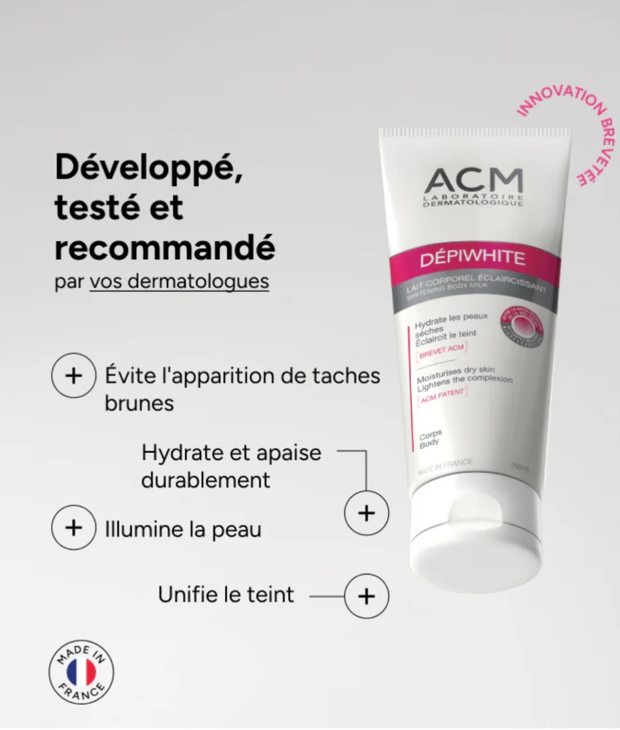 ACM/ DPIWHITE Body Milk 200ml: كريم مفتح معالج فرط تصبغ الجسم
