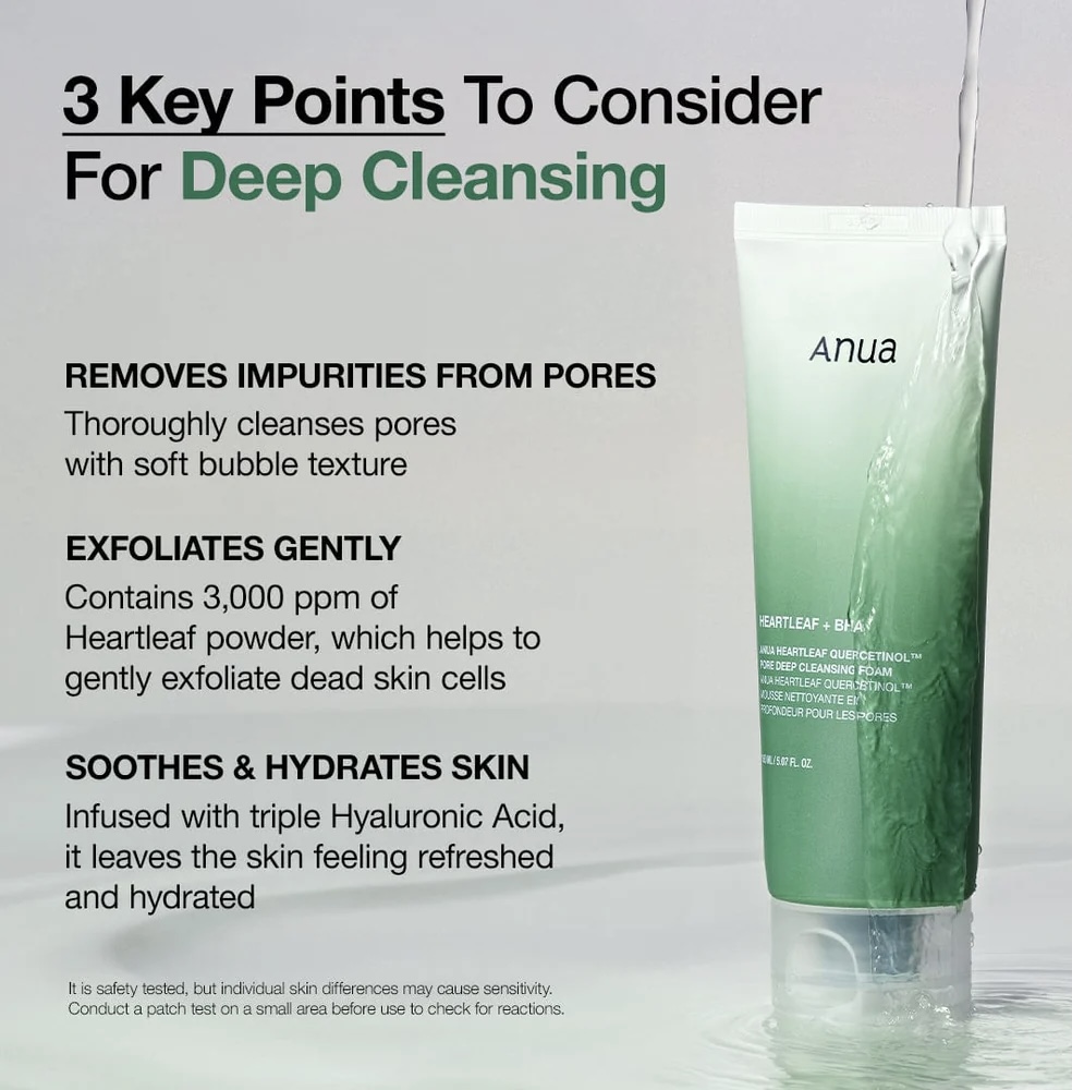 Anua/ Heartleaf Quercetinol Pore Deep Cleansing Foam: