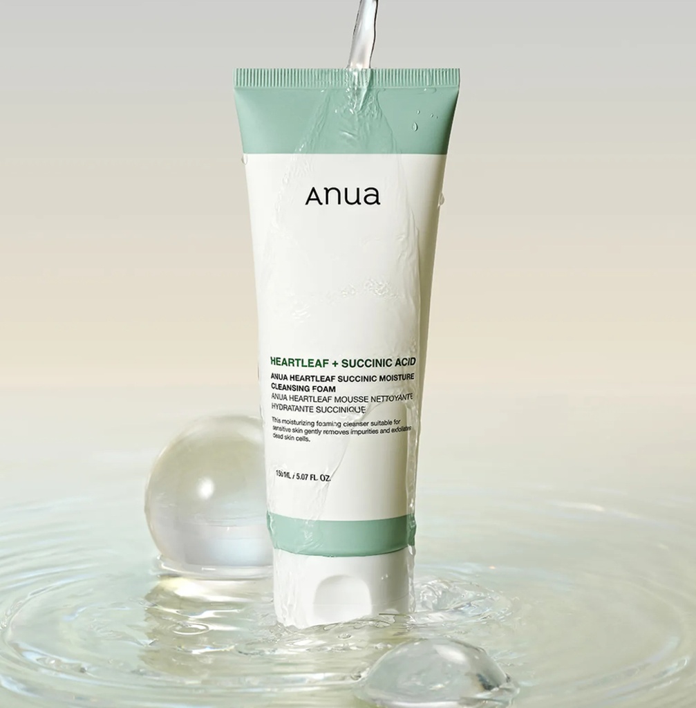Anua/ Heartleaf Succinic Moisture Cleansing Foam 150ml: غسول انوا الرغوي للبشرة الحساسة