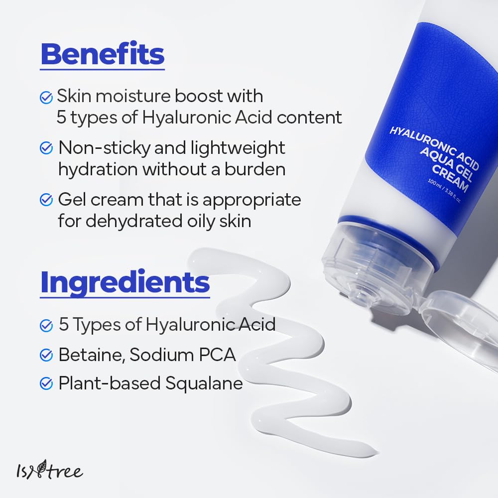 IsNtree/ Hyaluronic Acid Aqua Gel Cream 100ml: ايسنتري كريم الجل المائي بحامض الهايلرونك