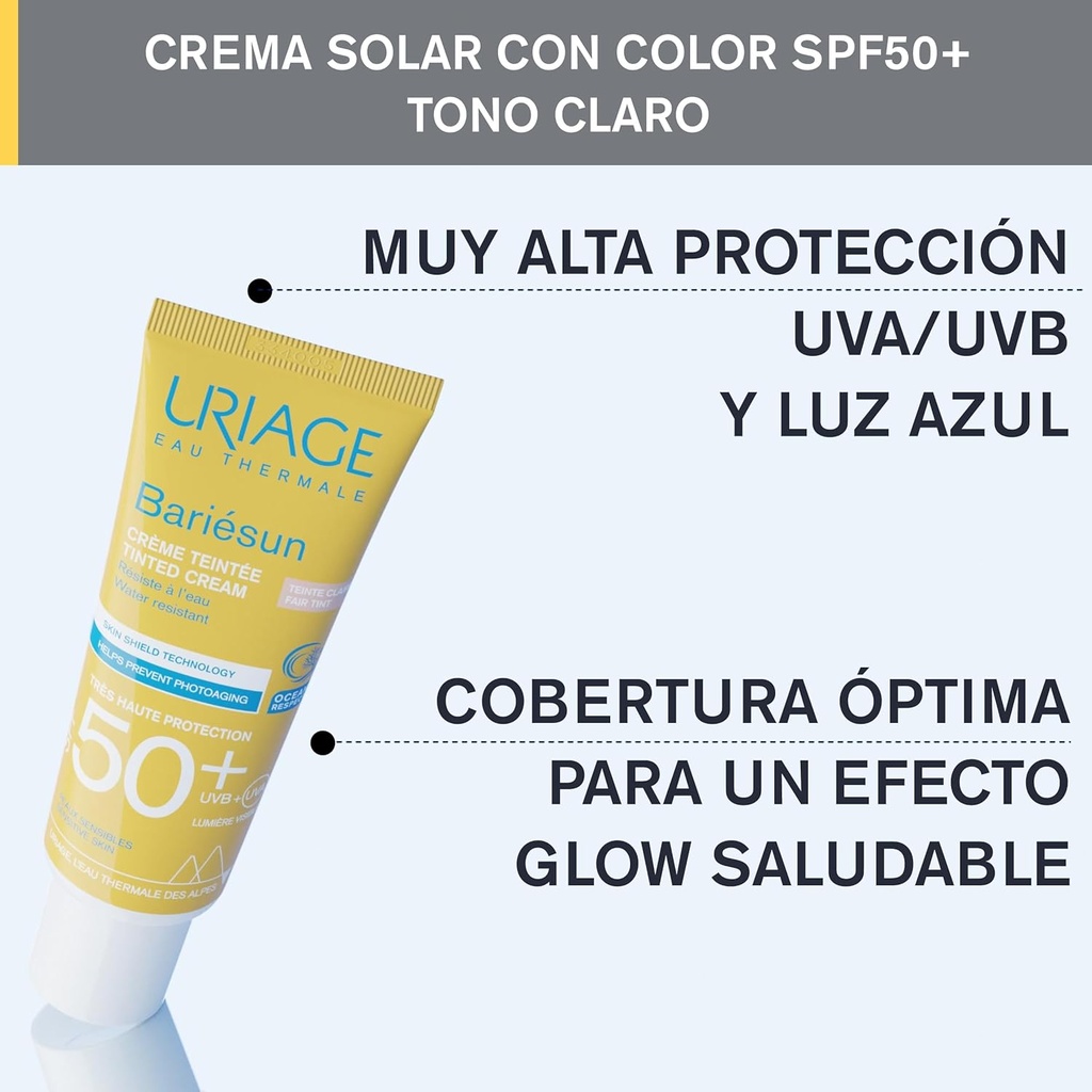 Uriage/ Bariesun Fair Tinted Cream SPF50 50ml: يورياج باريسان كريم واقي شمس مرطب وموحد للبشرة