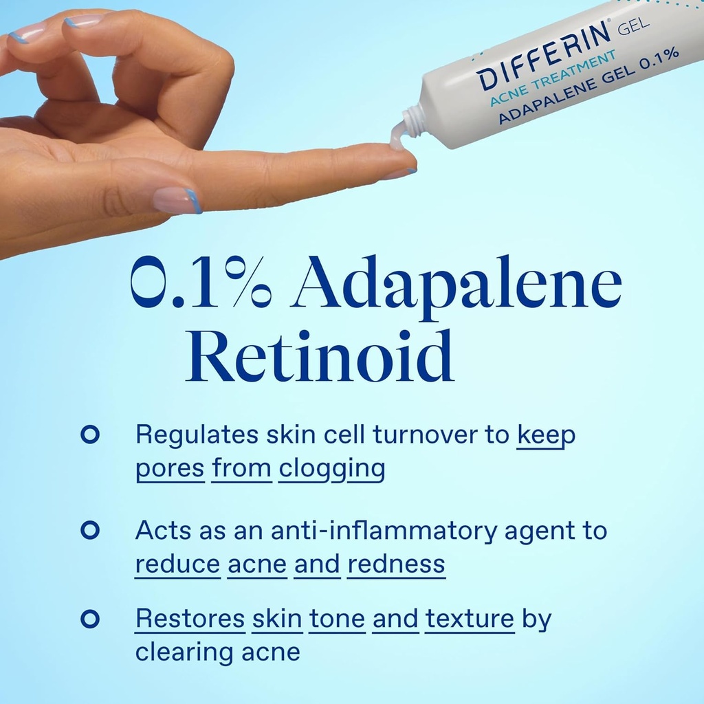 Differin Acne Treatment Gel 0.1% Adapalene 15g: عصارة ديفرين لعلاج حب الشباب