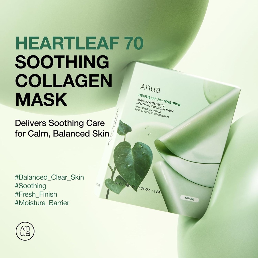 Anua/ Heartleaf 70 Soothing Collagen Mask: انوا قناع ليلي هارتليف بالكولاجين