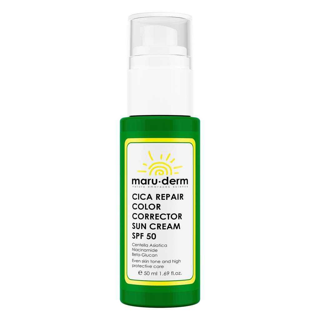 [Maru/080] Maruderm/ SPF 50+ Cica Tone Correcting Sunscreen 50 ml: ماروديرم واقي شمس مصحح للون البشرة بالسيكا