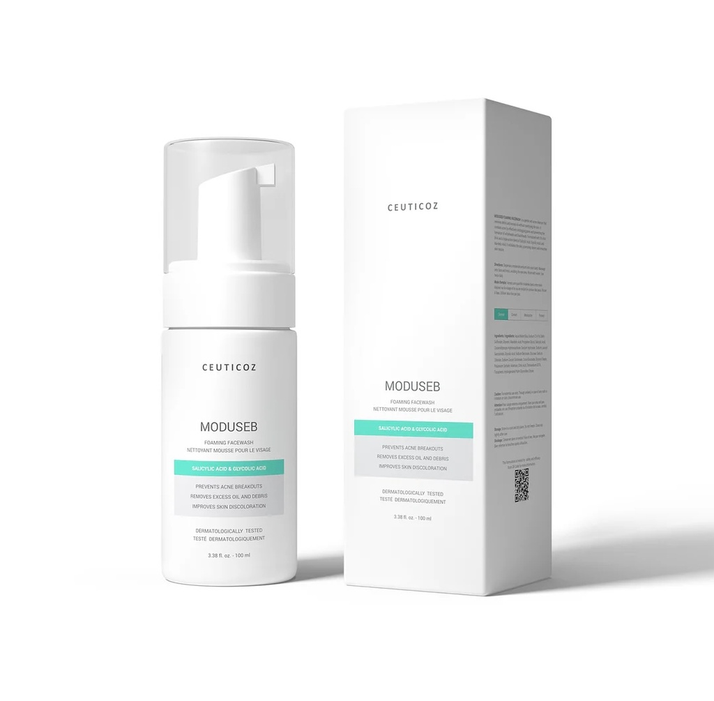 [COZ/013] Ceuticoz/ MODUSEB - Foaming Face Wash 100ml: سيتيكوز غسول رغوي ثلاثي الاحماض لتقشير وتنقية البشرة