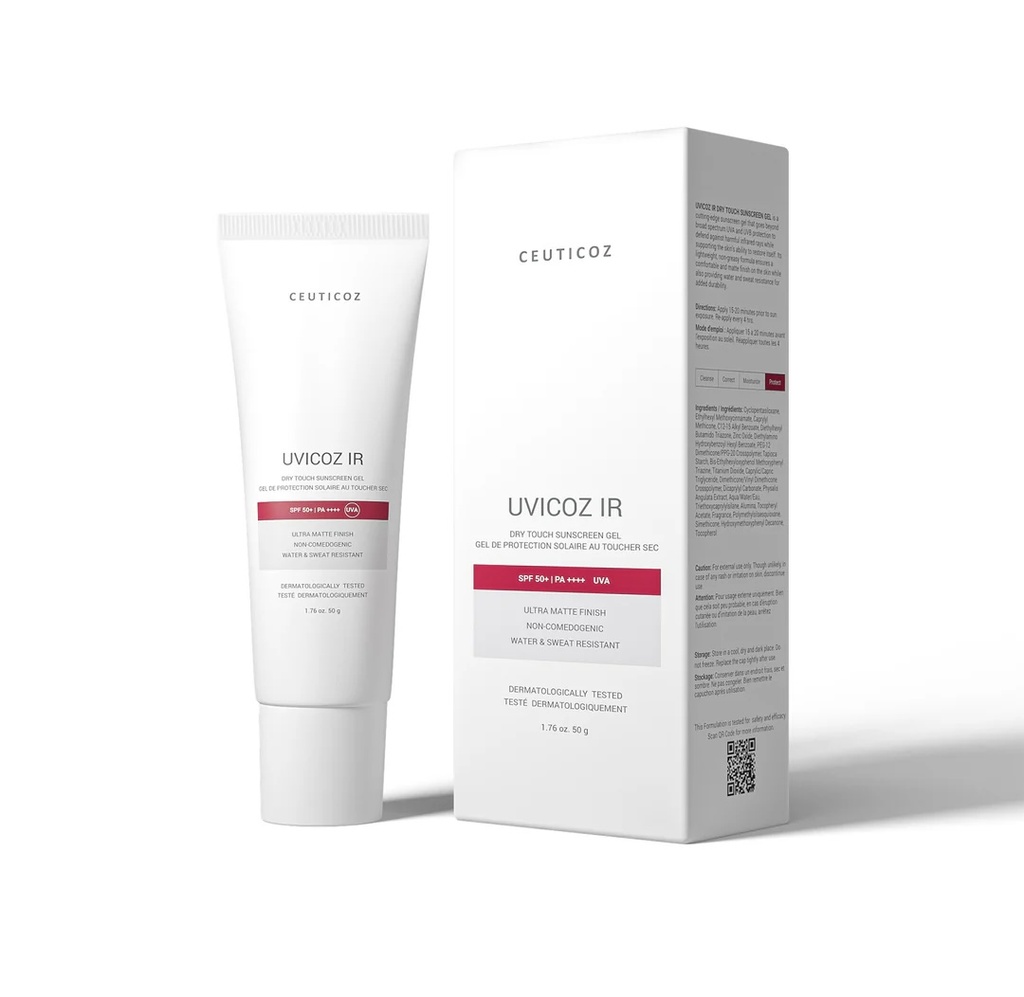 Ceuticoz/ UVICOZ IR - Dry Touch Sunscreen Gel 50g: سيتيكوز واقي شمس جل للبشرة الدهنية والمختلطة