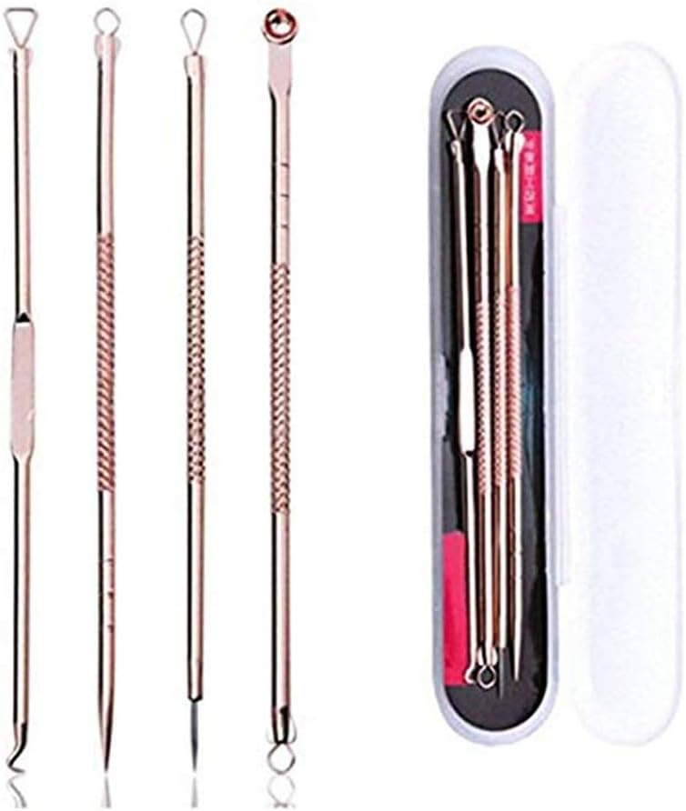 [Variable/011] 4Pcs Blackhead Remover Pimple Tool Kit : مجموعة أدوات إزالة الرؤوس السوداء والبثور المكونة من 4 قطع: