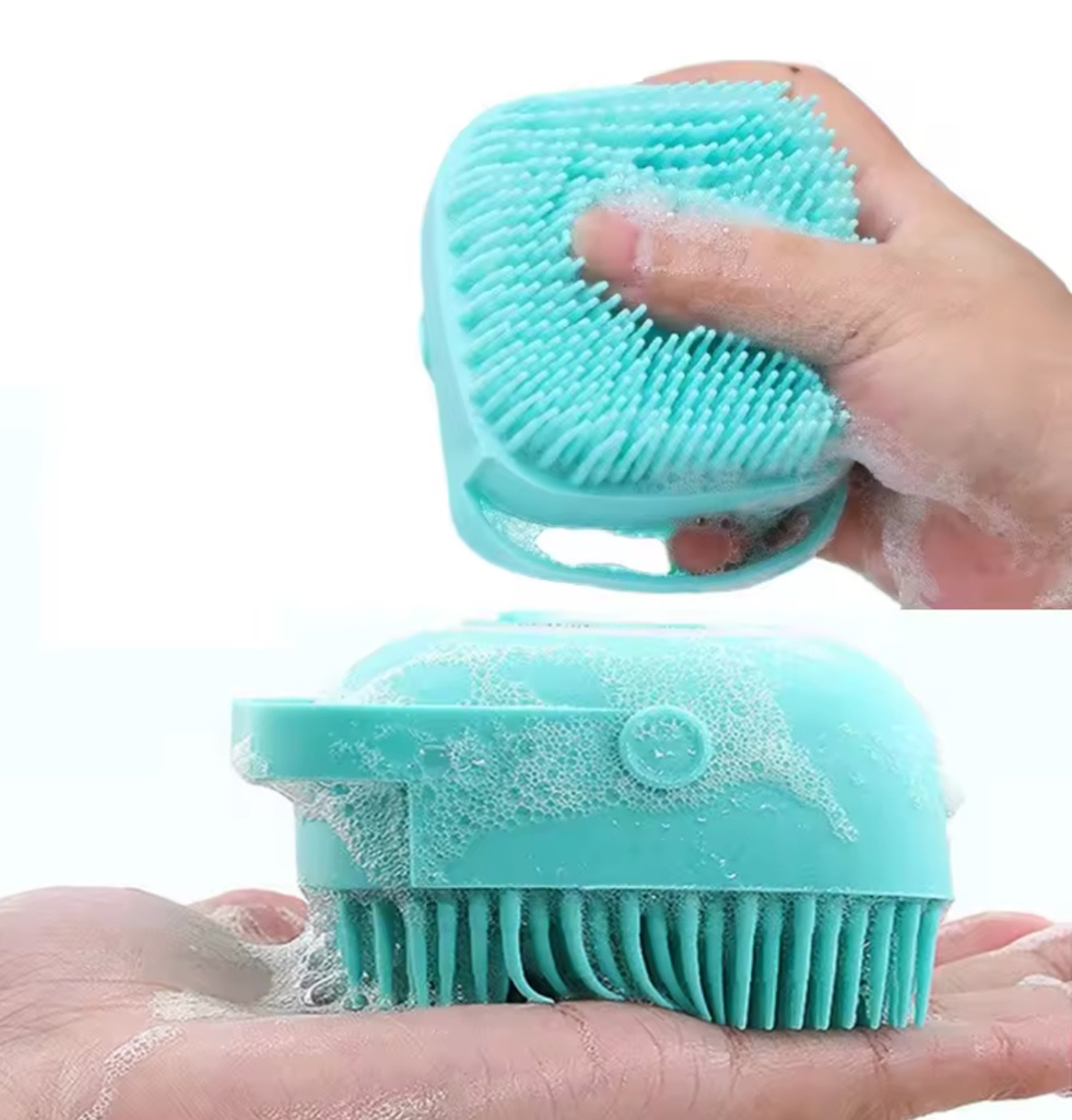 Hilosofy Silicone Brush with Shower Gel Dispenser : ليفة استحمام سليكون مع مكان خاص لوضع الغسول (Pink)