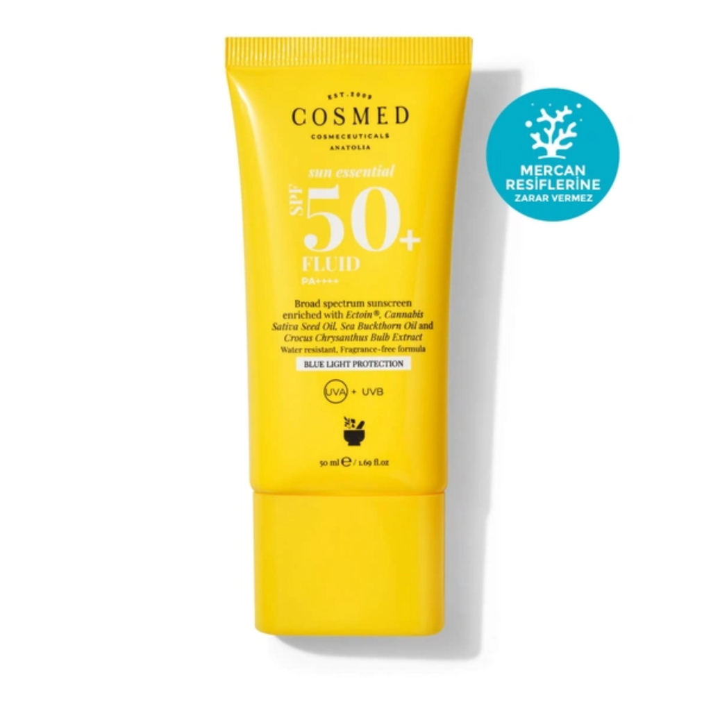Cosmed/ Sun Essential Fluid SPF50+ 50ml : كوزميد واقي شمس سائل مع عامل حماية من الشمس 