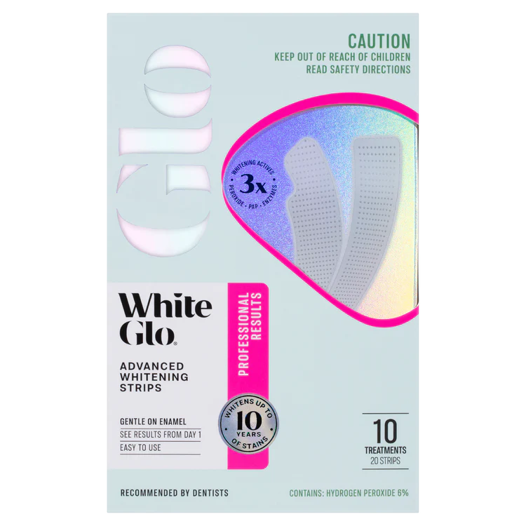 White Glo/ Advanced Whitening Strips : وايت كلو لصقات تبييض الاسنان 