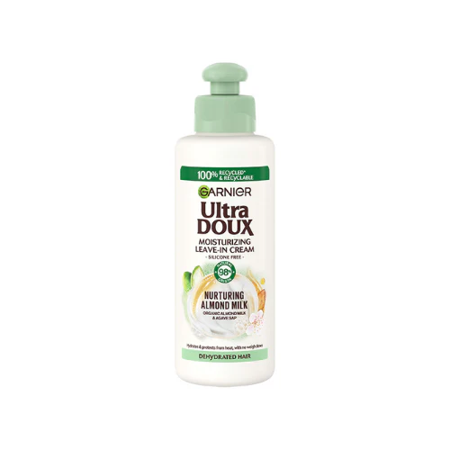 [Variable/069] Garnier/ Ultra Doux Nourishing Almond Milk Leave-In Conditioning Cream for Dehydrated Hair 200ml : الترا دوكس كريم ليف إن بحليب اللوز 