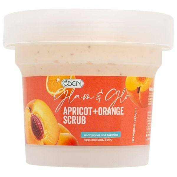 Eden/ Glam & Glow Apricot + Orange Scrub 200g : ادين جل مقشر الجسم بالخوخ والبرتقال