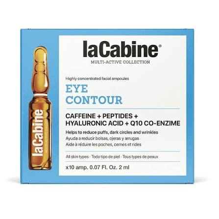 LaCabine / eye contour caffeine & peptides & hyaluronic acid &enzyme& coQ10- امبولات لا كابيني للهالات غنية بالكافيين والهيالورونك اسد 10amp