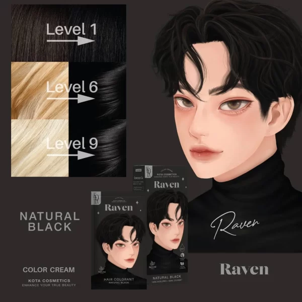 Kota / raven natural black 100ml - صبغ شعر كوتا بلون اسود طبيعي 