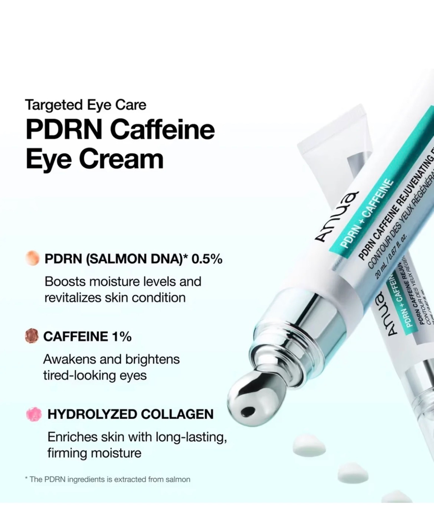 [ODOO-3949] Anua / PDRN & Caffeine Revitalizing Eye Cream – 20ml / انوا كافيين لشد منطقة تحت العين مع مدلكة مدمجة 
