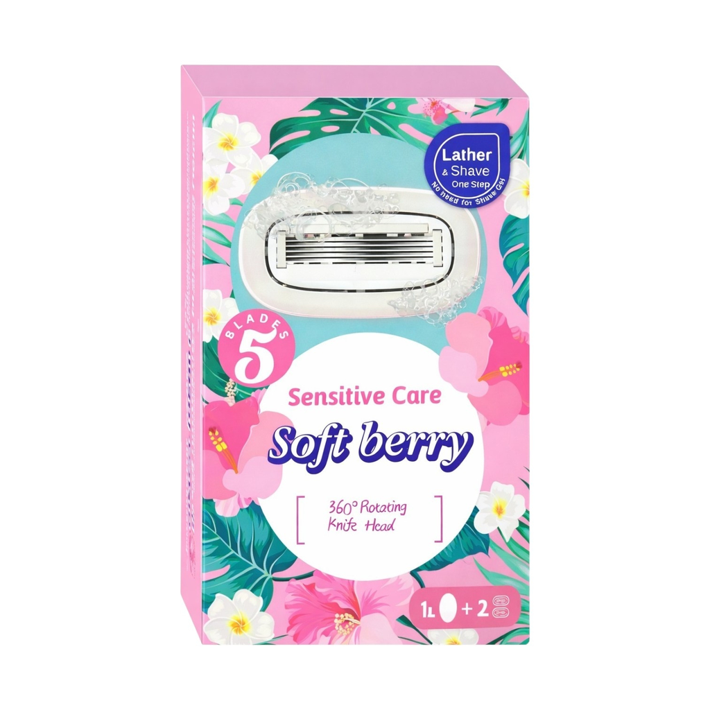 [ODOO-4013] Soft berry / Sensitive Care 5 Blades Lather & Shave | سوفت بيري ماكينة حلاقة 5 شفرات للبشرة الحساسة