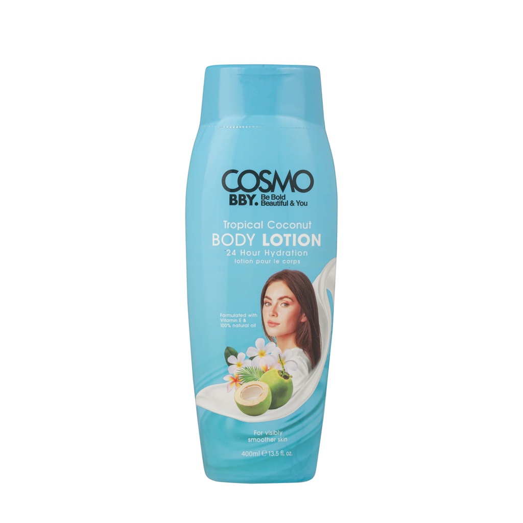 Cosmo / bby tropical coconut body lotion 24h hydration 400ml- مرطب جسم بجوز الهند  من كوزمو 