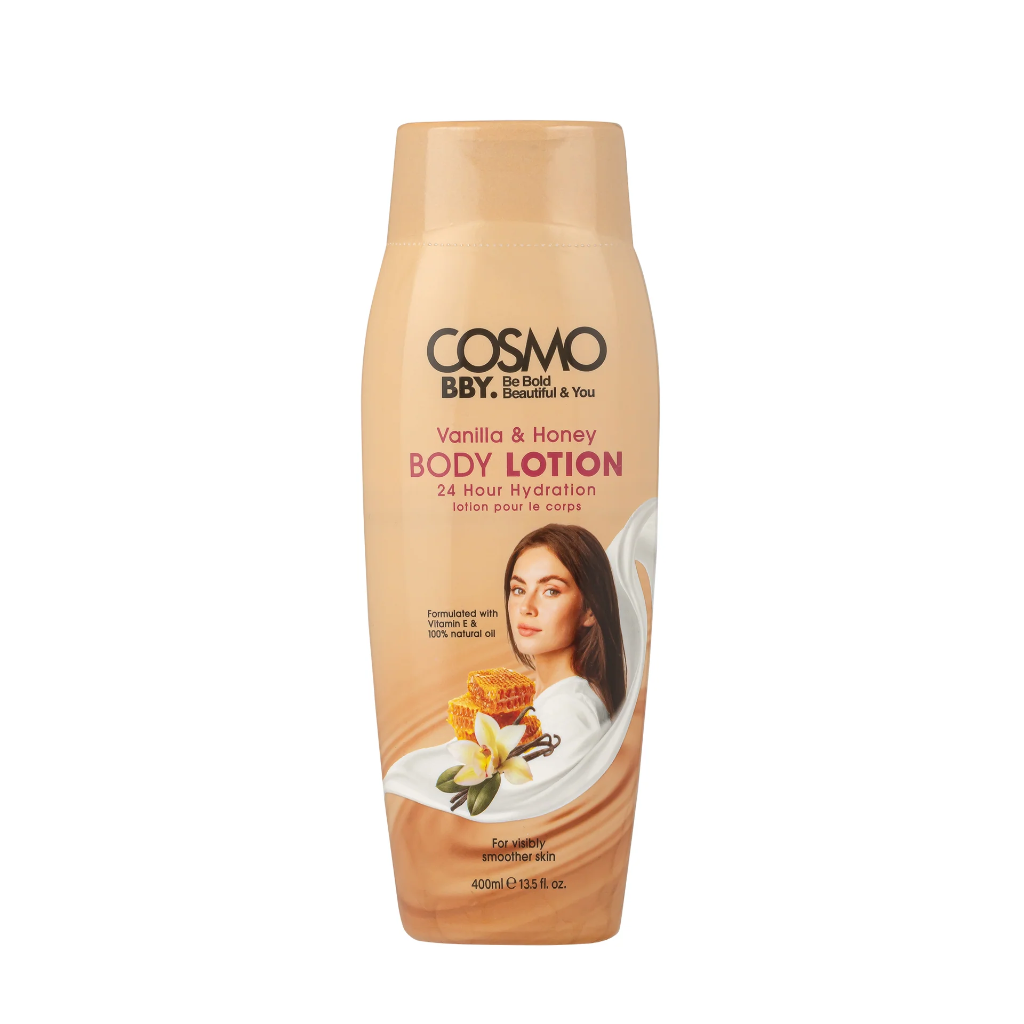 Cosmo / bby vanilla&honey body lotion 24h hydration 400ml- مرطب جسم بالفانيلا والعسل من كوزمو 