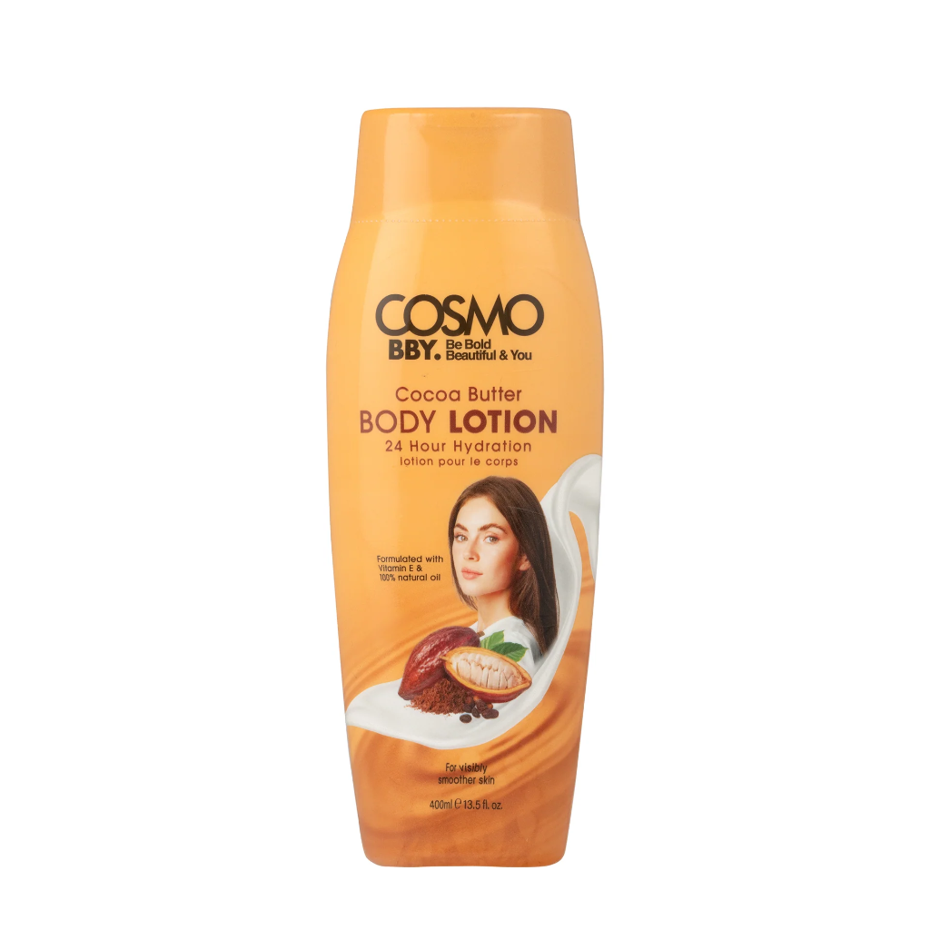 Cosmo / bby cocoa butter  body lotion 24h hydration 400ml- مرطب جسم بزبدة الكاكاو  من كوزمو 