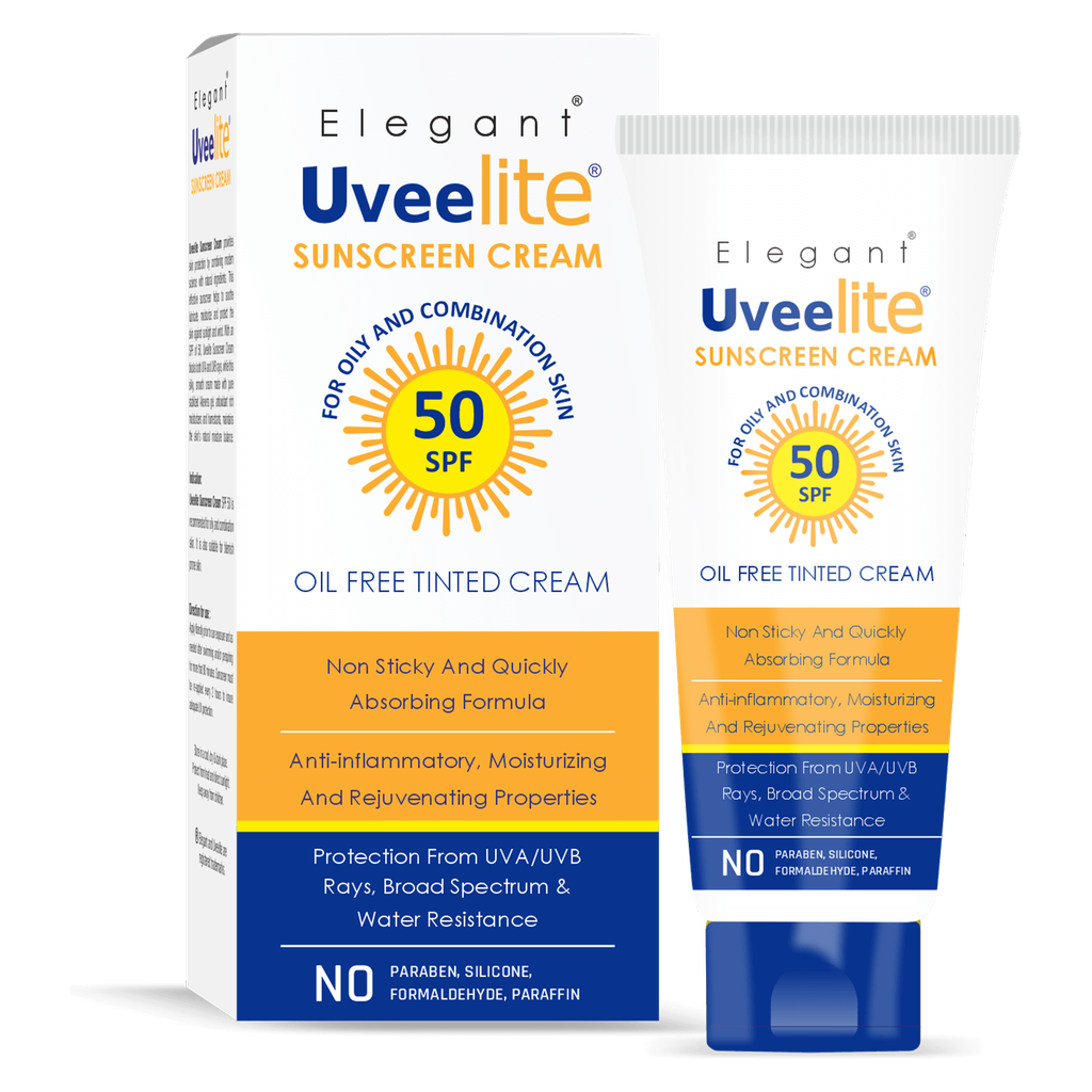 Elegant/ UveeLite Sunscreen Oil Free Tinted Cream for Oily & Combination Skin : ايليكانت واقي شمس يوفيلايت خالي من الزيوت للبشرة الدهنية والمختلطة 