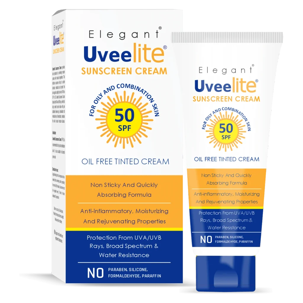 [ELG/002] Elegant/ UveeLite Sunscreen Oil Free Tinted Cream for Oily & Combination Skin : ايليكانت واقي شمس يوفيلايت خالي من الزيوت للبشرة الدهنية والمختلطة