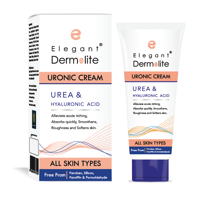 Elegant/ Dermolite Uronic 5% Cream 50ml :  ايليكانت كريم ديرمولايت باليوريا والهايلرونك اسيد للترطيب 