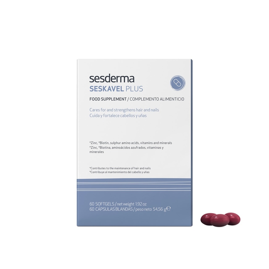 SESDERMA/ Seskavel Plus Softgels 60 Caps: حبوب سيسكافل معالجة ومقوية لتساقط الشعر